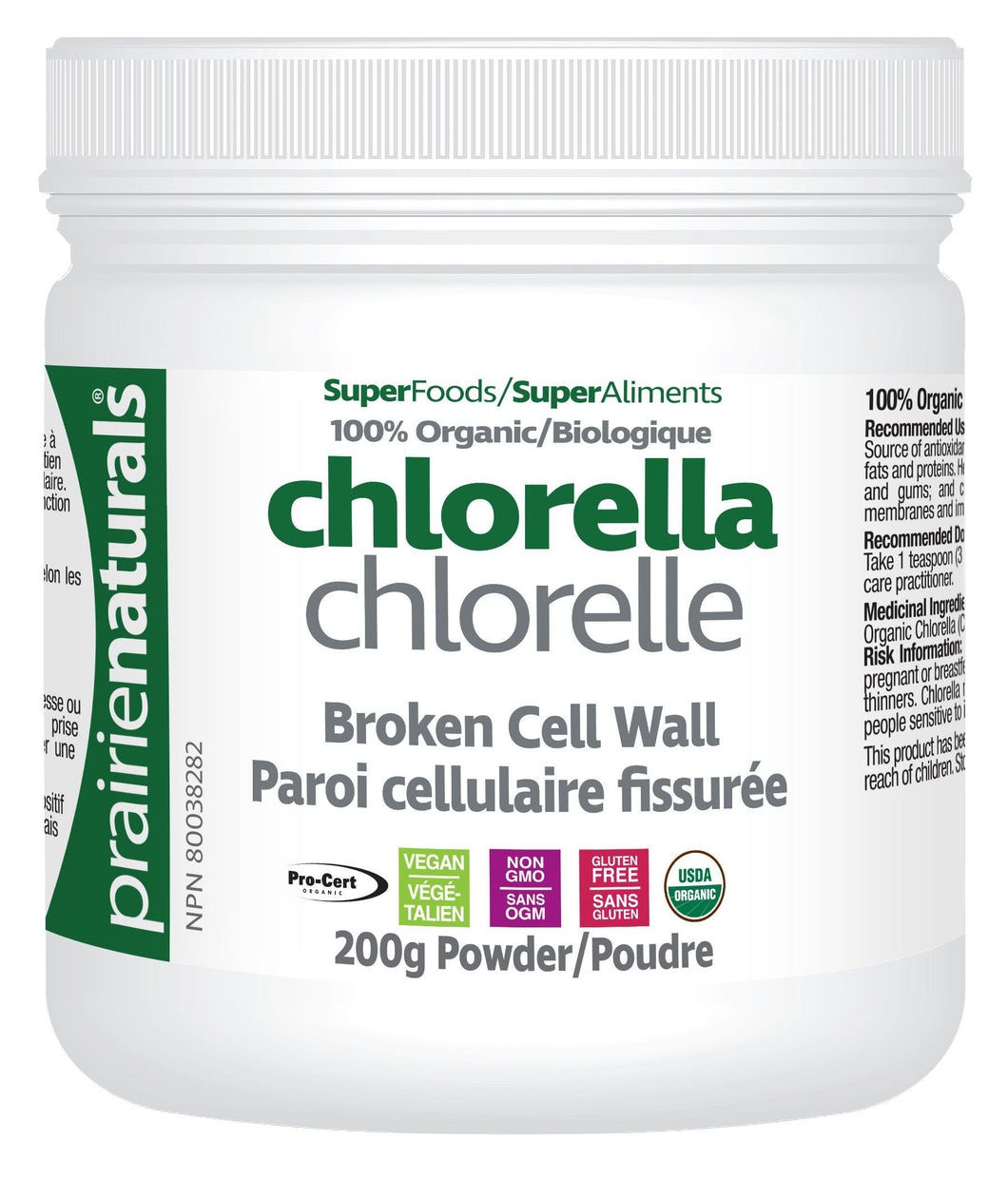 PRAIRIE NATURALS Organic Chlorella (200 gr)