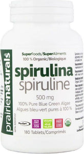 PRAIRIE NATURALS Organic Spirulina (500 mg - 180 tabs)