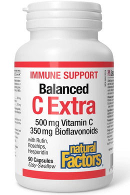 NATURAL FACTORS Balanced C Extra (500 mg C  / 350 mg Bioflvonoids - 90 caps)