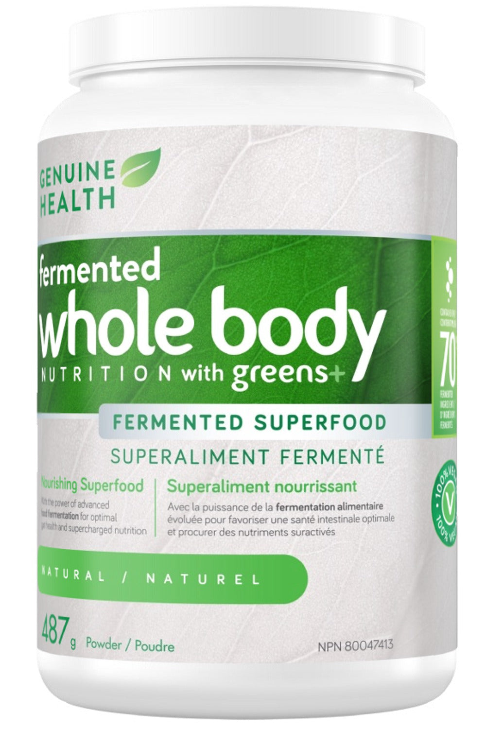 GENUINE HEALTH Fermented Whole Body Nutrition with Greens+ (Natural - 487 gr)