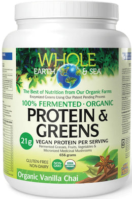 WHOLE EARTH & SEA  Fermented Organic Protein & Greens (Vanilla Chai - 656 g)