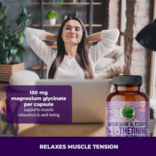 Load image into Gallery viewer, PURE LAB VITAMINS Magnesium Glycinate + L-Theanine (75/150 mg - 90 veg caps)