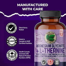 Load image into Gallery viewer, PURE LAB VITAMINS Magnesium Glycinate + L-Theanine (75/150 mg - 90 veg caps)