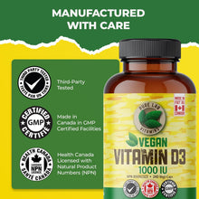 Load image into Gallery viewer, PURE LAB VITAMINS Vegan Vitamin D3 (1000 IU - 240 veg caps)