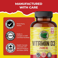 Load image into Gallery viewer, PURE LAB VITAMINS D3 (2500 IU - 240 veg caps)