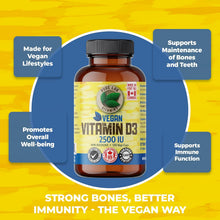Load image into Gallery viewer, PURE LAB VITAMINS Vegan Vitamin D3 2500 IU (Dry, Crystalline, Pine Source) 120 V-Caps