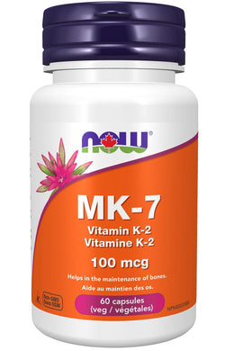 NOW MK-7 Vitamin K-2 (100 mcg - 60 Veg Capsules)