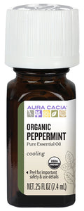 AURA CACIA Peppermint, Natural Organic EO  (7.4 ml)