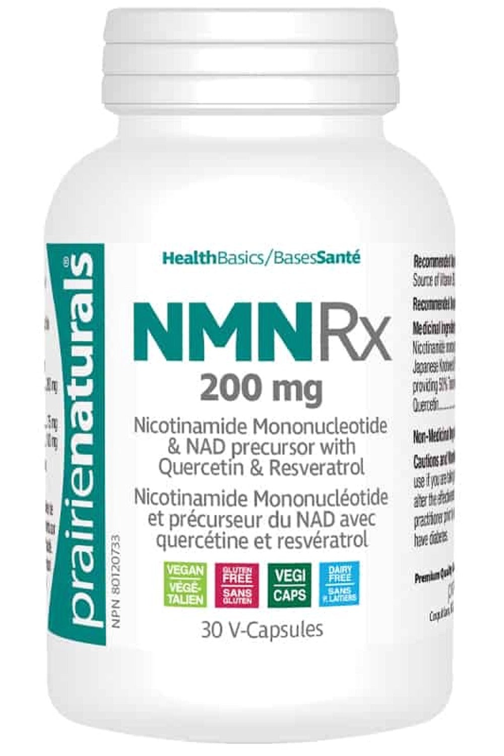 PRAIRIE NATURALS NMN Rx 200mg with Quercetin + Resveratrol (30 vcaps)