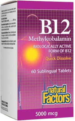 NATURAL FACTORS Vitamin B12 (5000 mcg - 60  sub tabs)