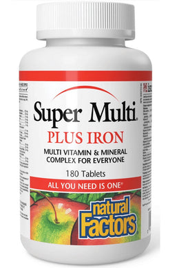 NATURAL FACTORS Super Multi Plus Iron (180 tabs)