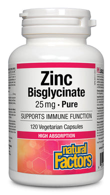 NATURAL FACTORS Zinc Bisglycinate (25 mg - 120 veg caps)
