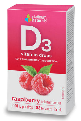 PLATINUM Vitamin D3 Drops (Raspberry - 1000 iu - 15 ml )