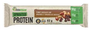 IRON VEGAN Sprouted Protein Bar Peanut Chocolate Chip (12 x 64 gr Bars)